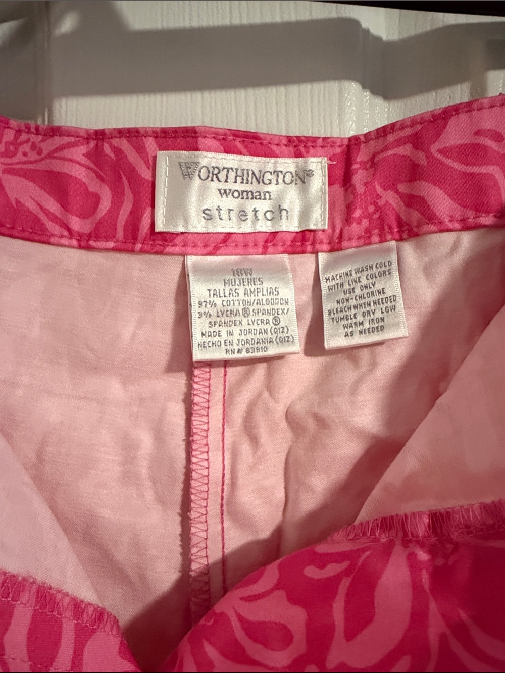 Worthington Pink Patterned Wide-Leg Pants plus size 18w vacation / report wear - Picture 7 of 8
